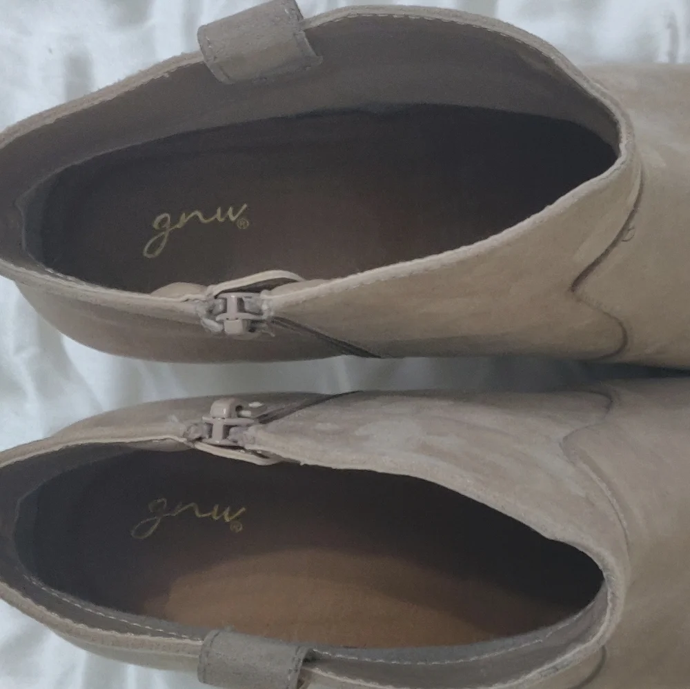Taupe Faux Suede Booties.